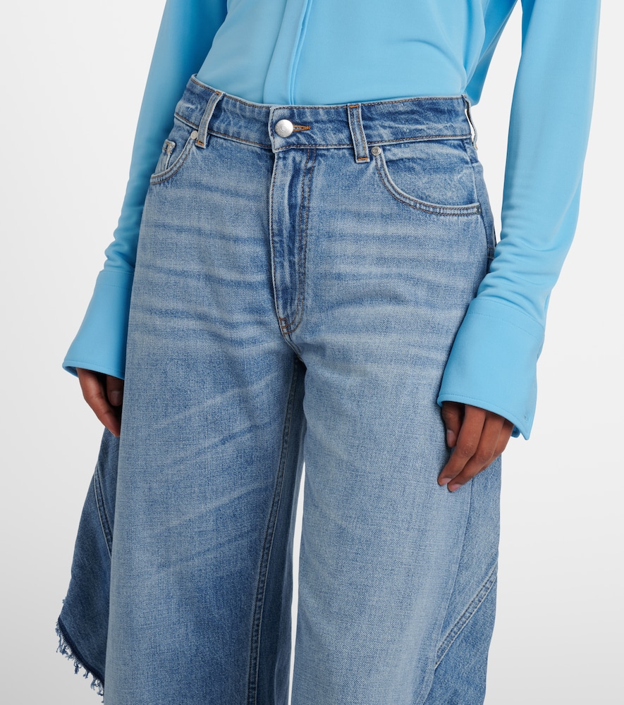 Paneled barrel-leg jeans