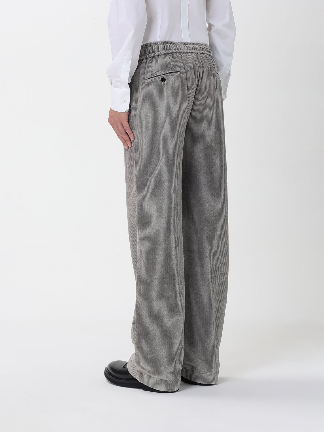 Logo-plaque corduroy trousers - Grey