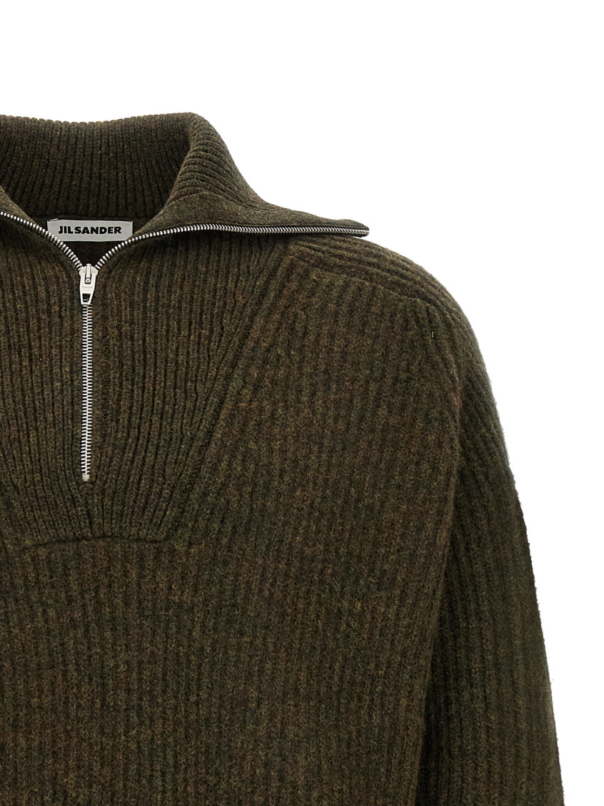 Jil Sander - high collar half zip knit sweater