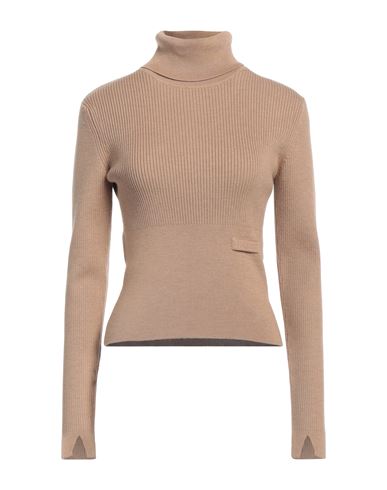 Patou Woman Turtleneck Beige Size M Merino Wool, Polyamide, Elastane