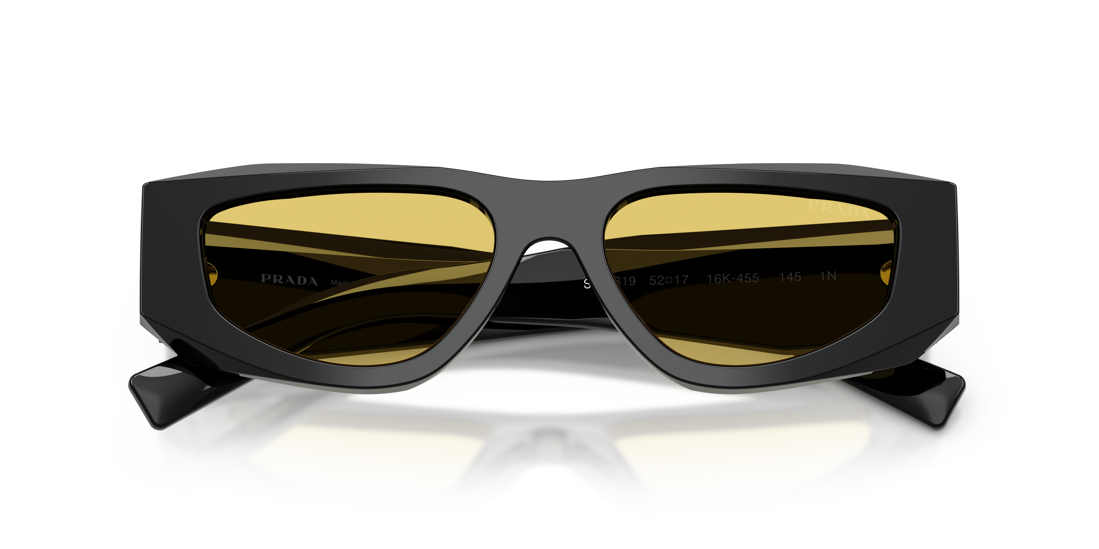 Prada Man Prada PR B19S 16K455 Sunglasses Acetate Black Yellow Pillow Norma
