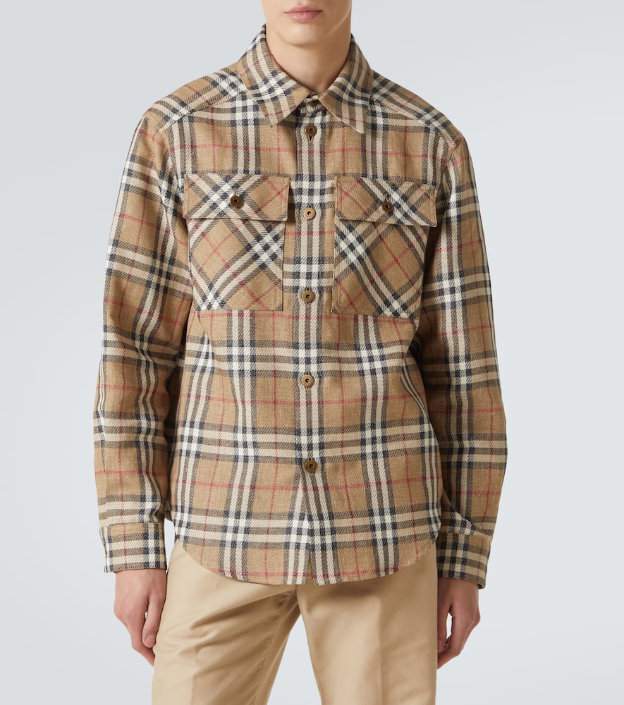 Check cotton and linen shirt