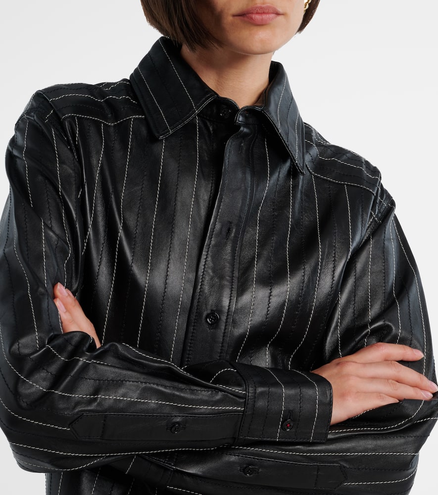 Belted leather jacket