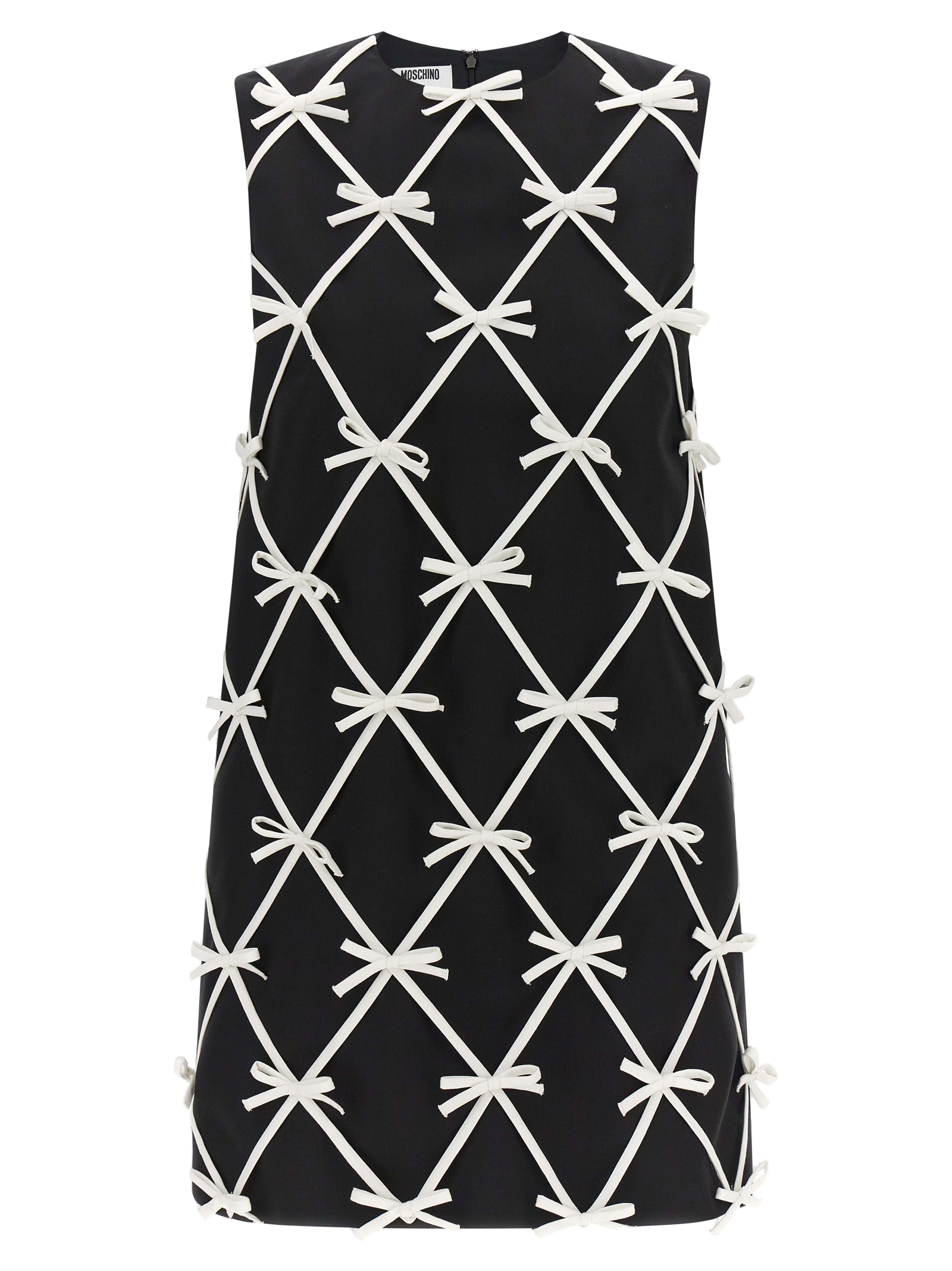 Bow-Embellished Virgin Wool Dress — Black