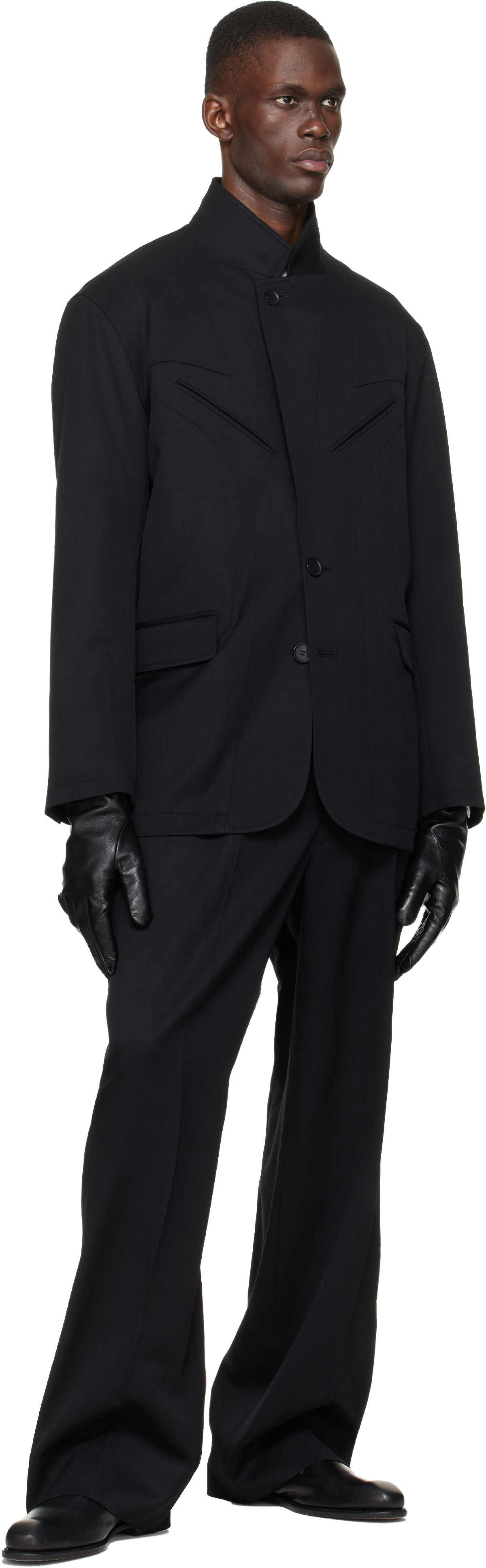 Black Pleated Tailored Trousers