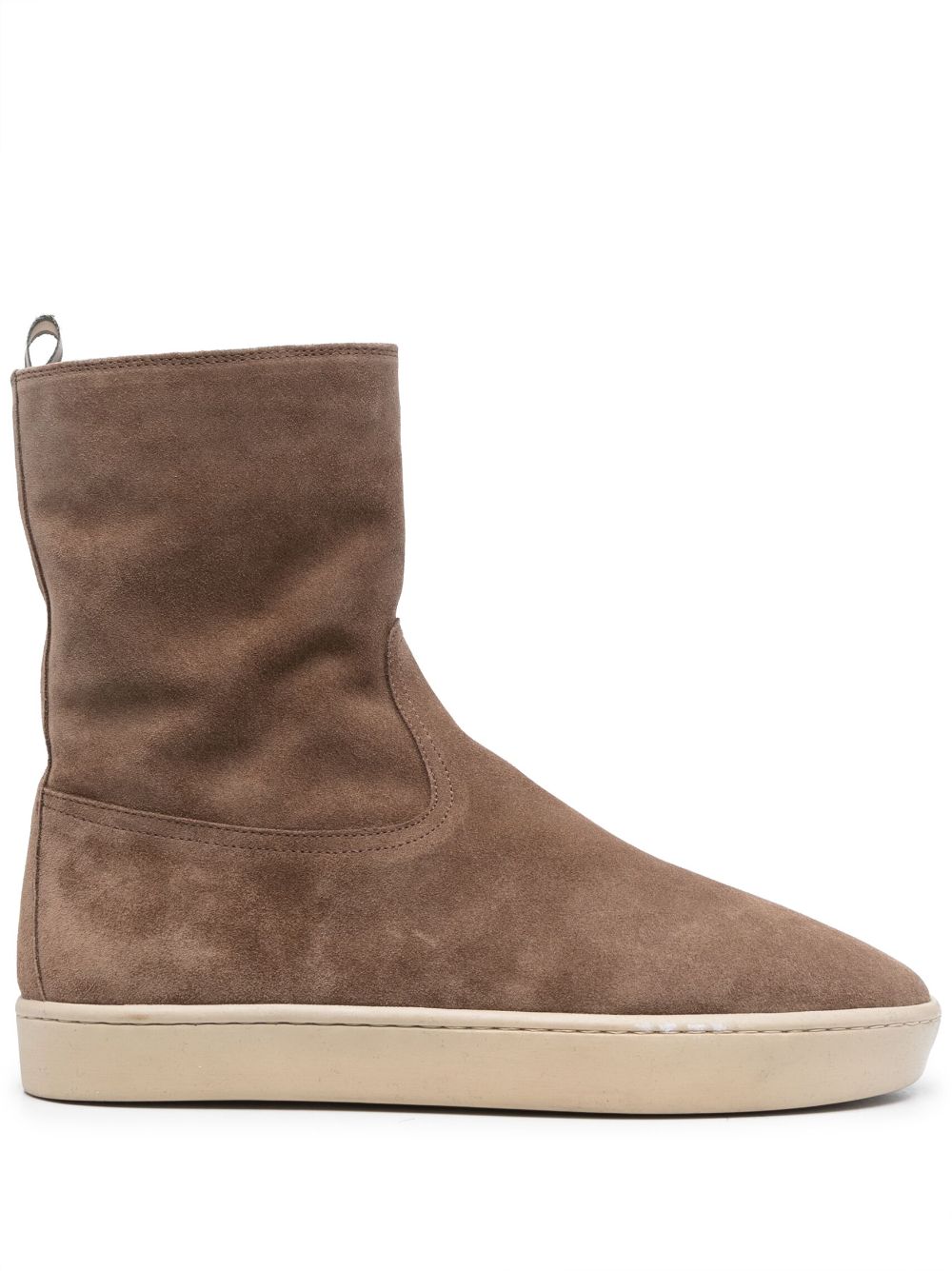 Flat-sole leather boots - Brown