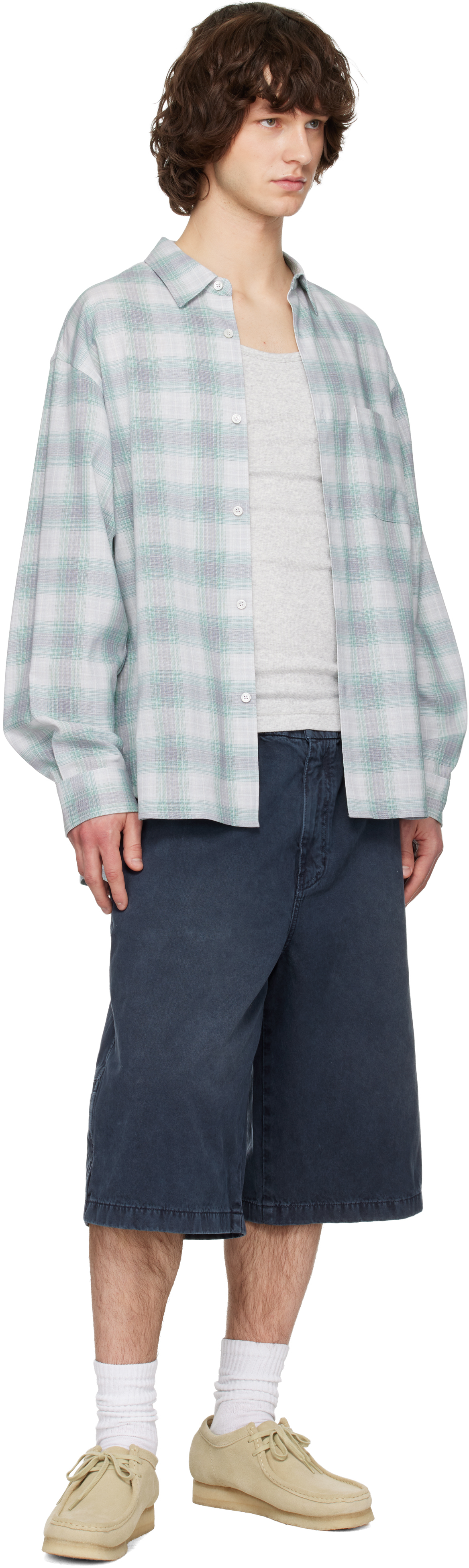 Gray Faded Denim Shorts