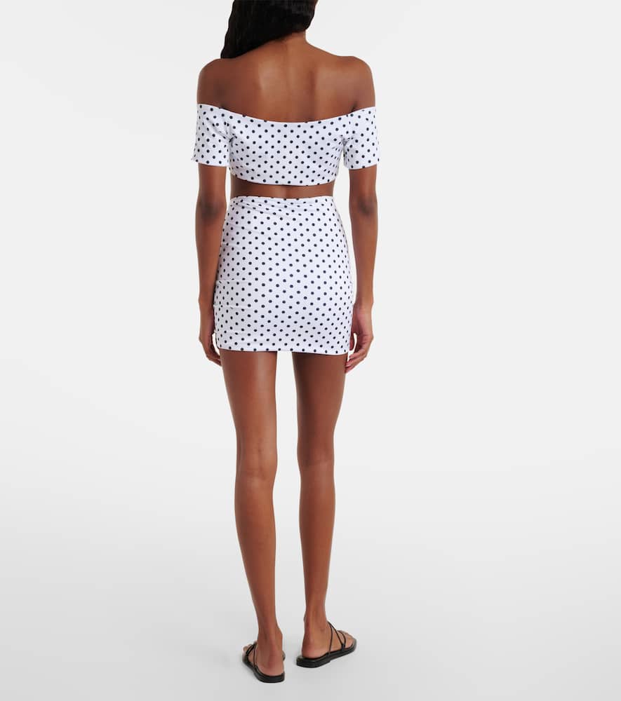Stefani polka-dot ruched miniskirt
