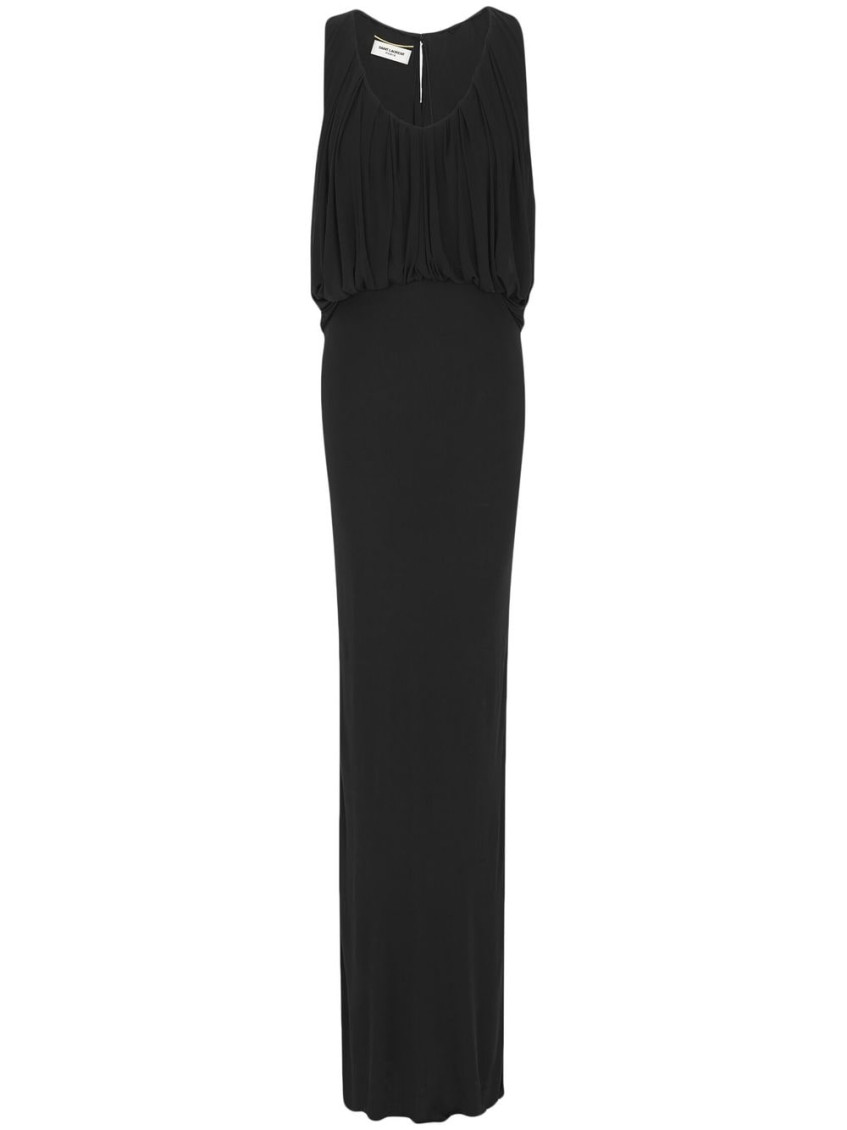 Ruffle Detail Sleeveless Slim Long Dress