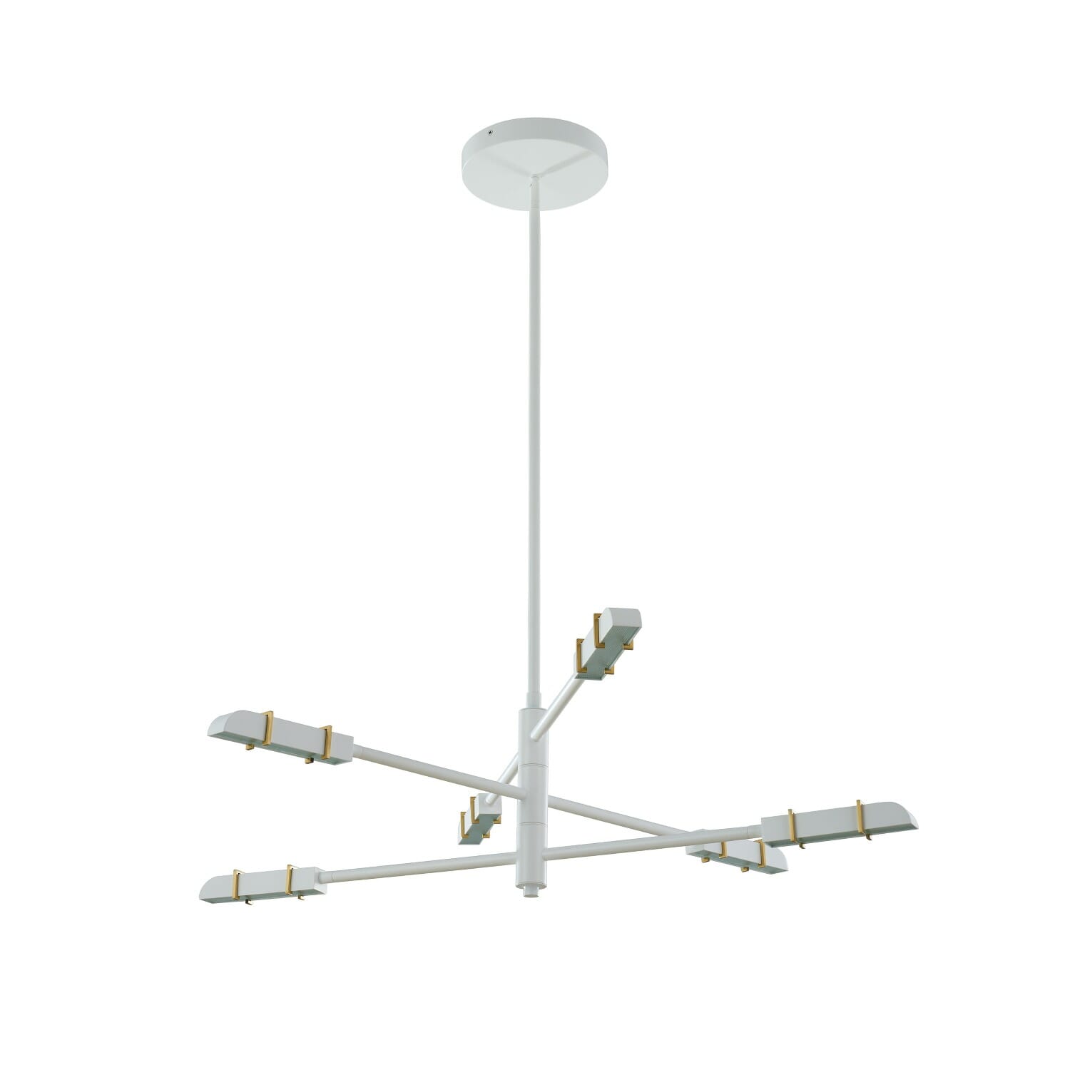 Satin Brass and Matte White LED Chandelier from the Concorde Collection