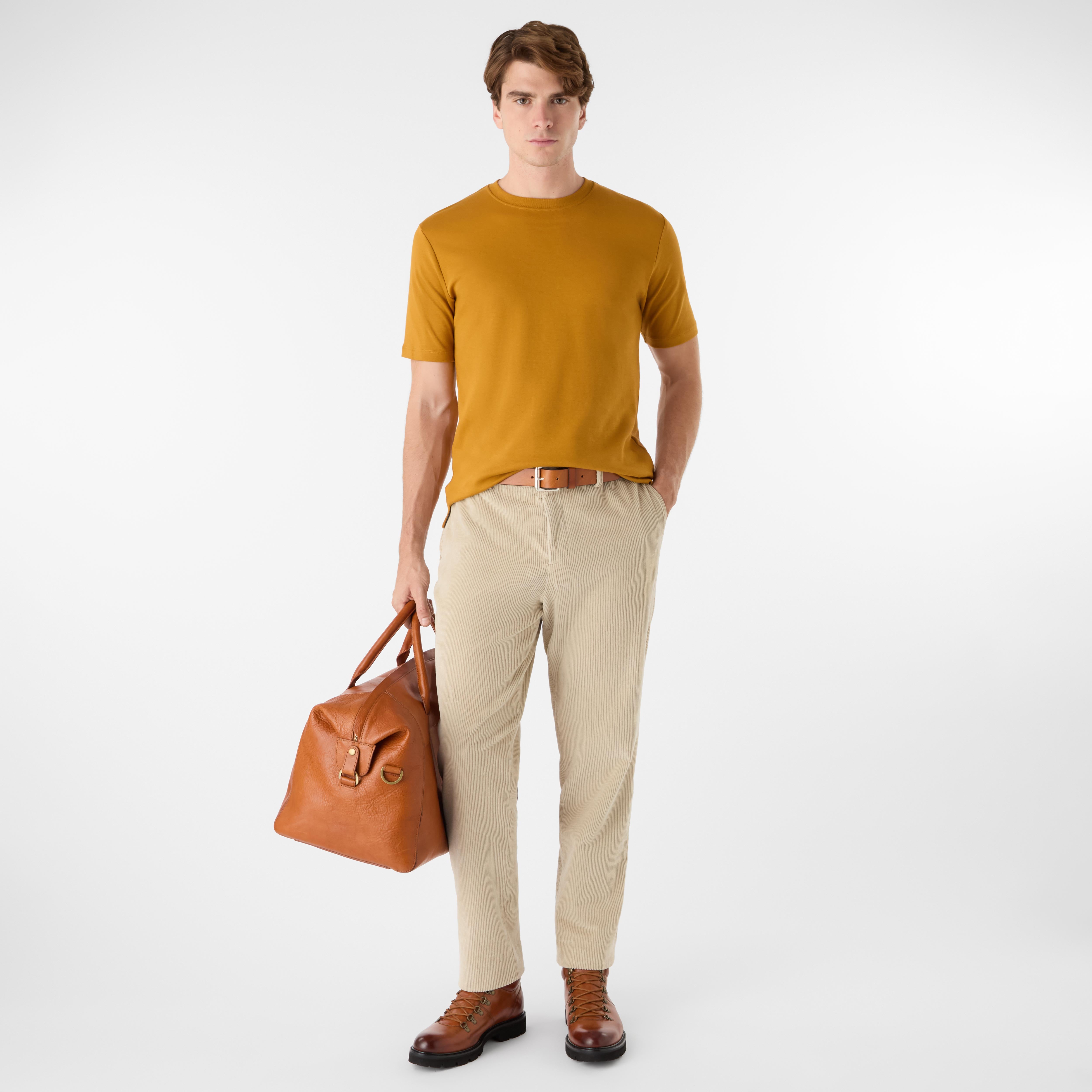 Oliver Sweeney Mens Classic Fit 240gsm Cotton Jersey Tee - Yellow - Sma