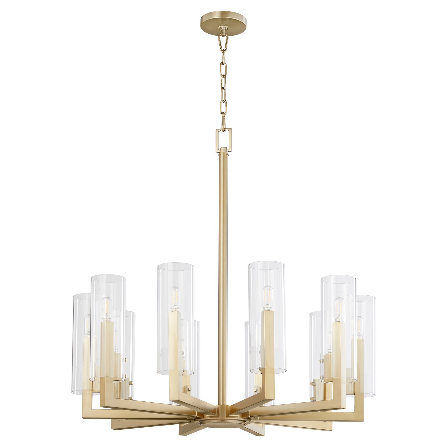 Aged Brass Ten Light Chandelier from the Harbin Collection