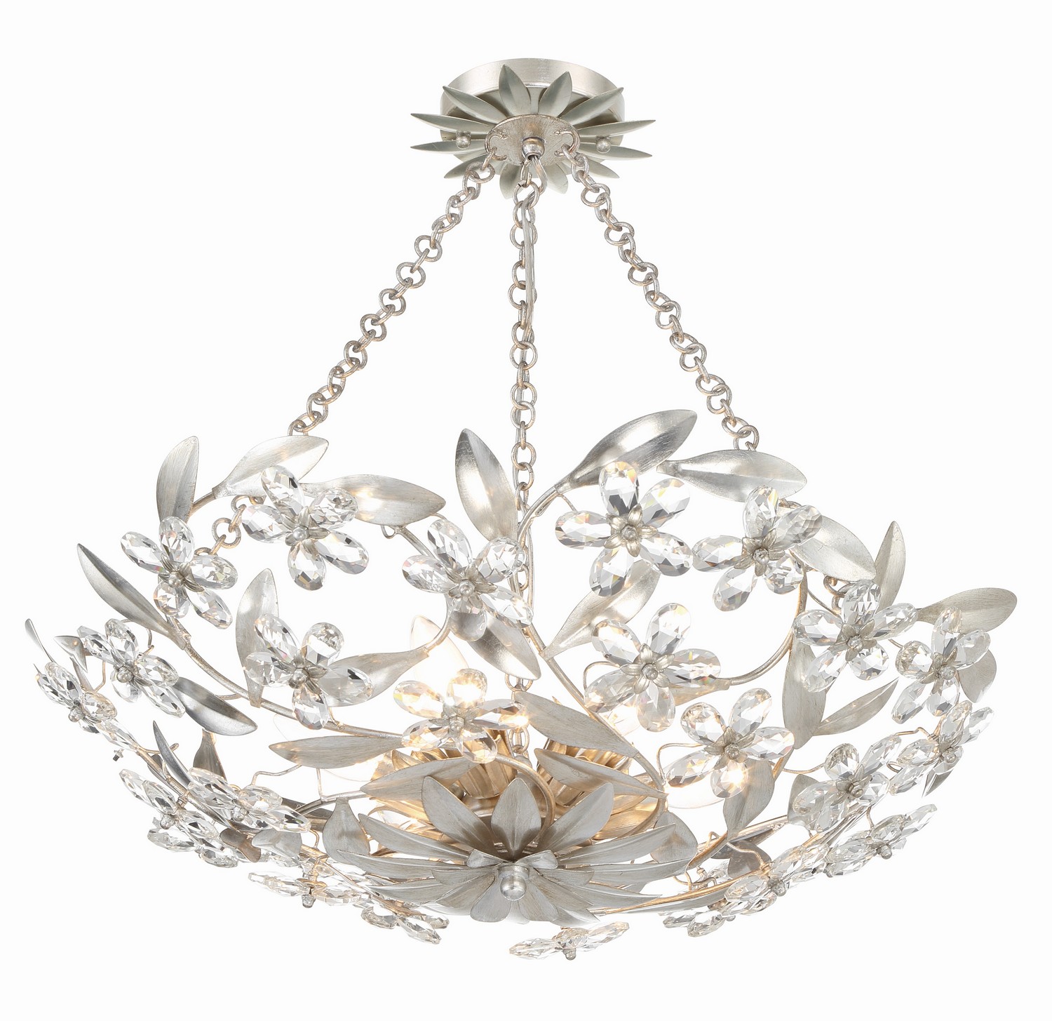 Marselle 6-Light Semi-Flush Mount in Antique Silver