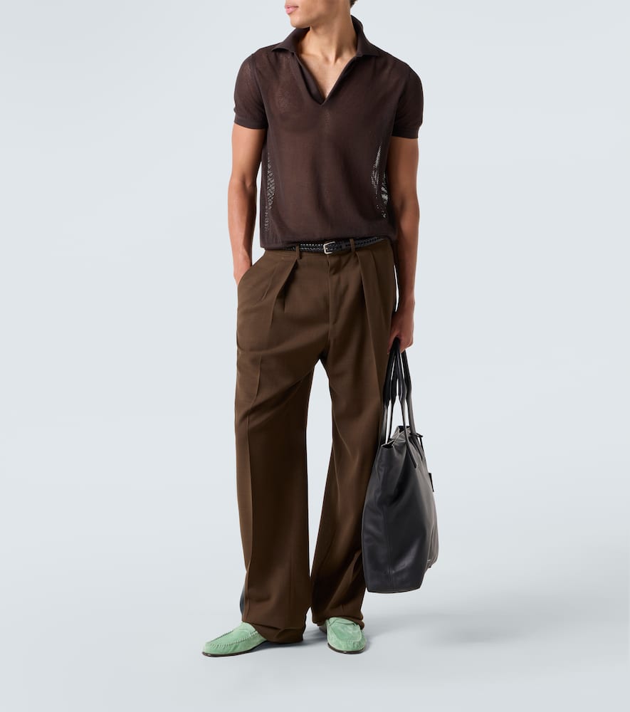 Semi-sheer cotton and silk polo shirt
