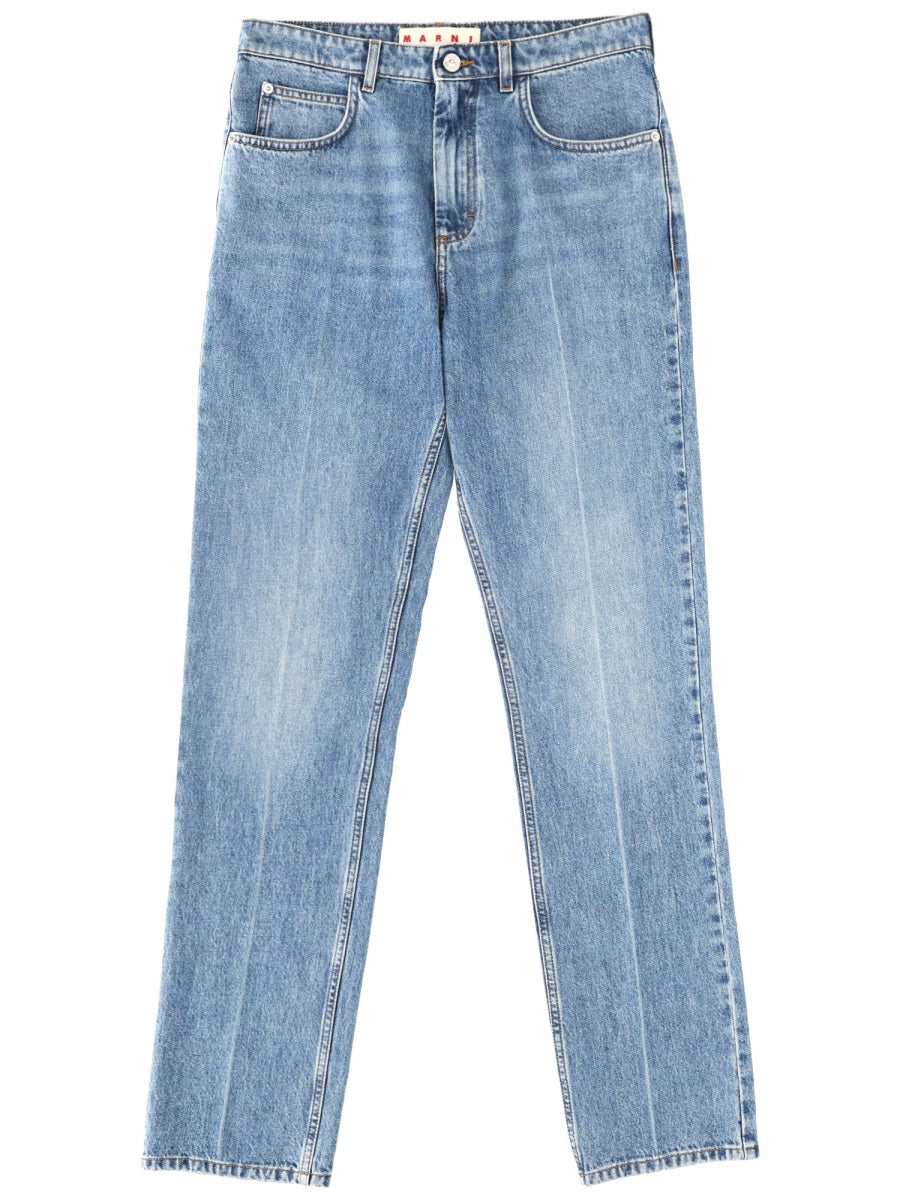 Washed Bull Denim 5-Pocket Jeans