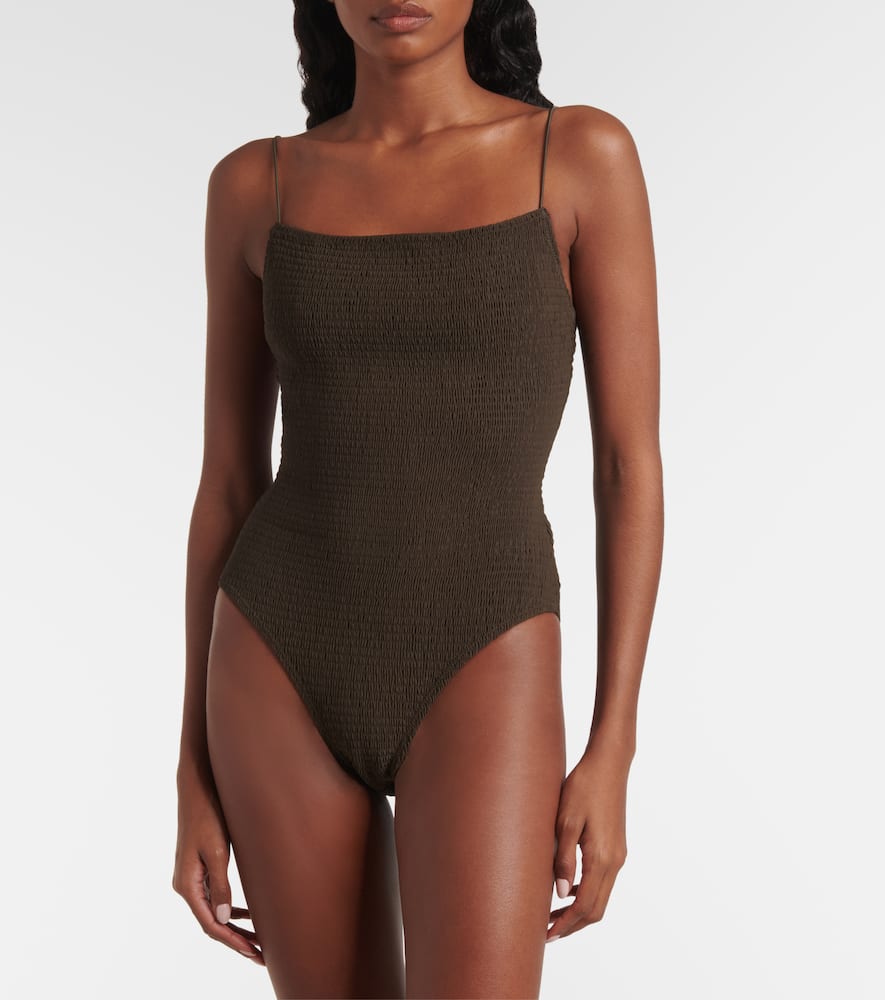 Shirred jersey swimsuit