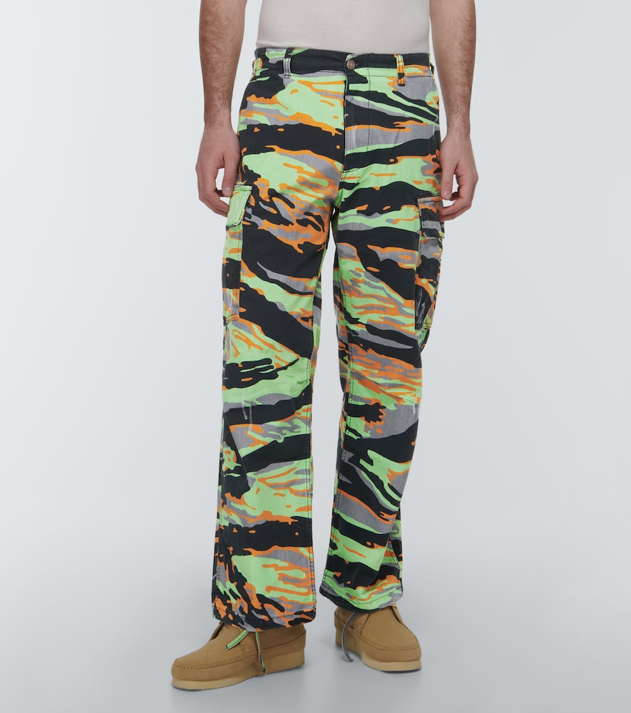 Printed cotton cargo pants