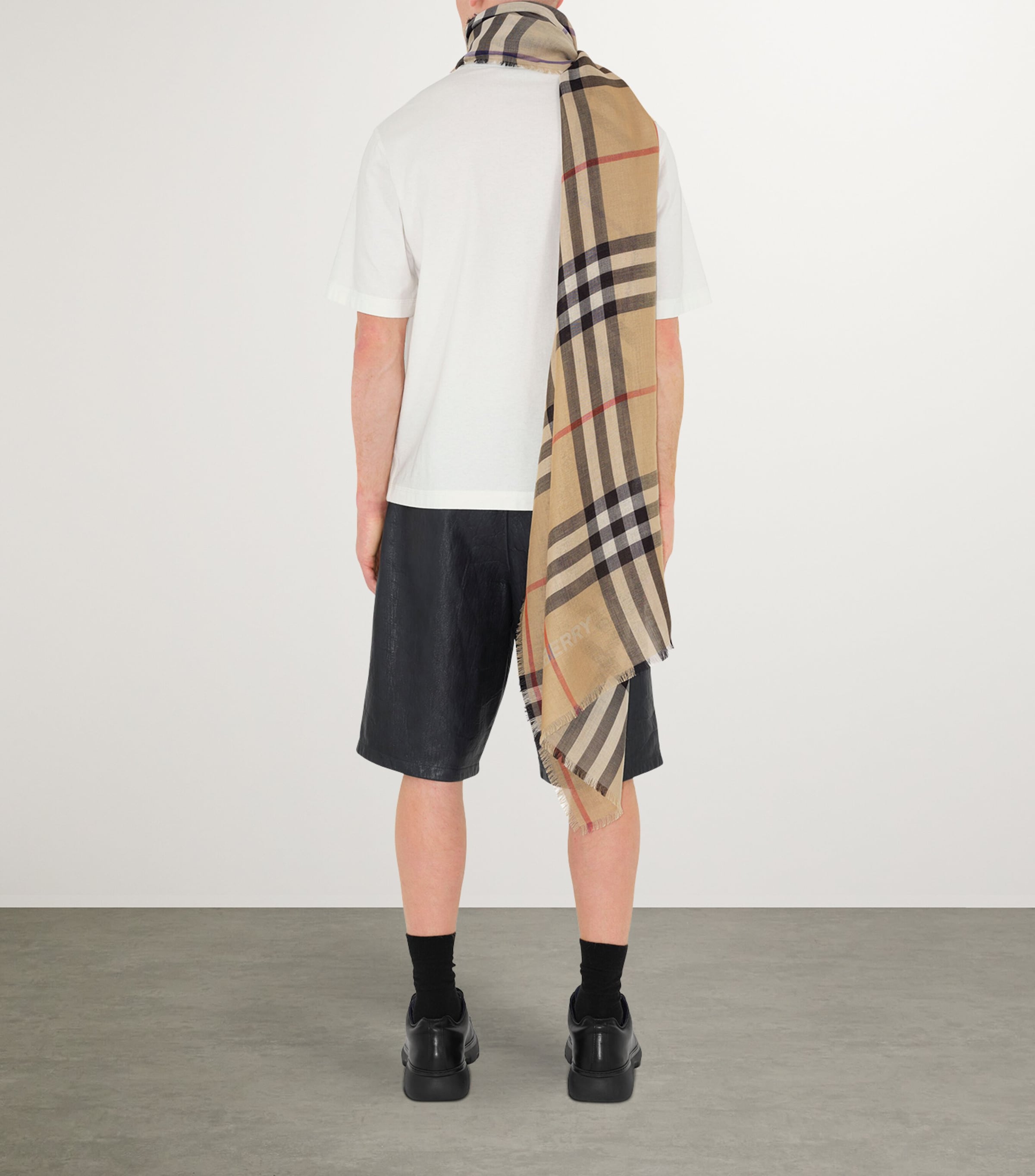 Wool-Silk Reversible Check Scarf