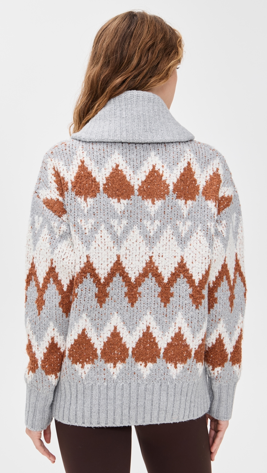 Brockley Jacquard Knit Jacket Grey Melange 