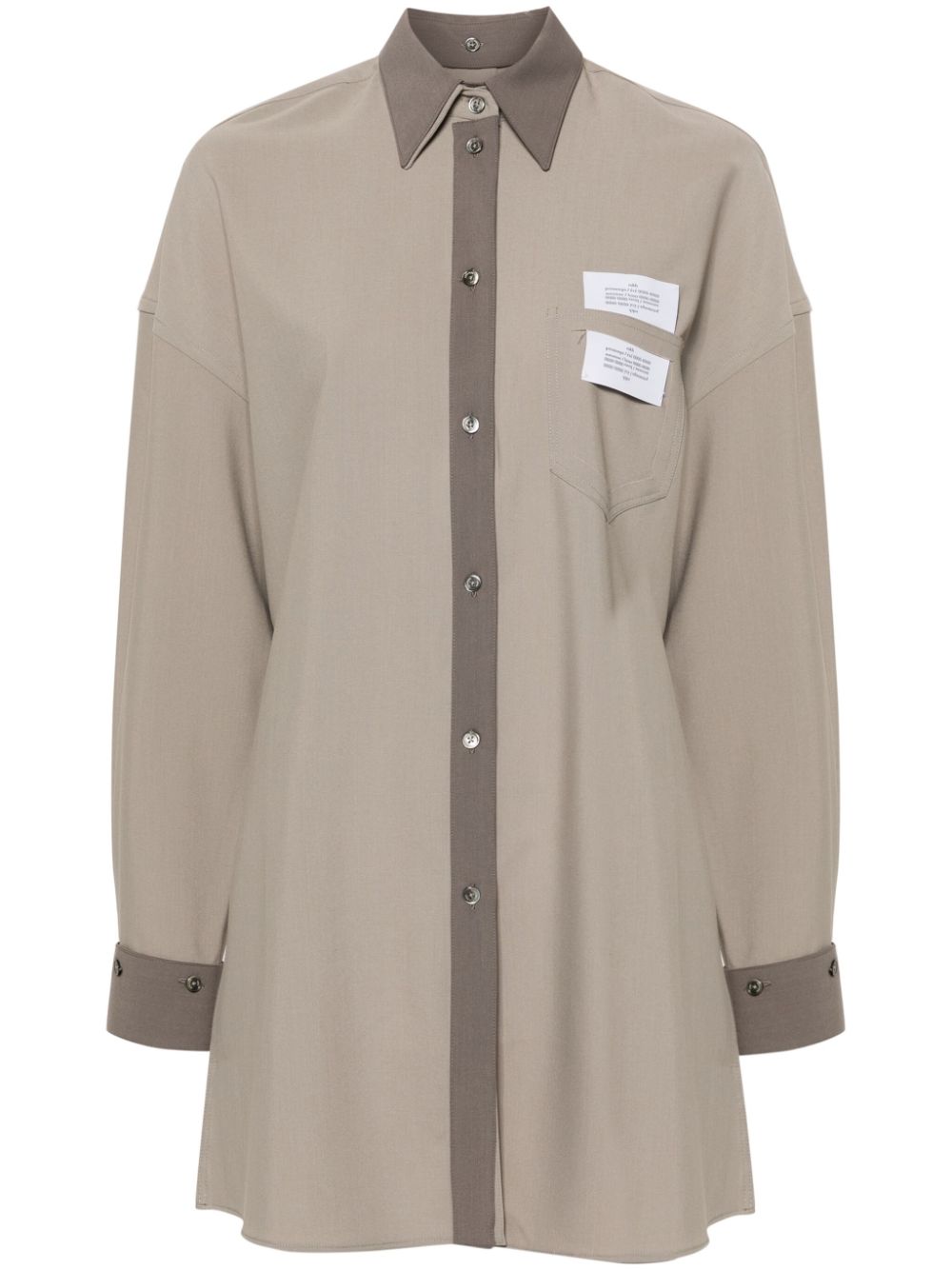 Logo-patch striped shirt - White