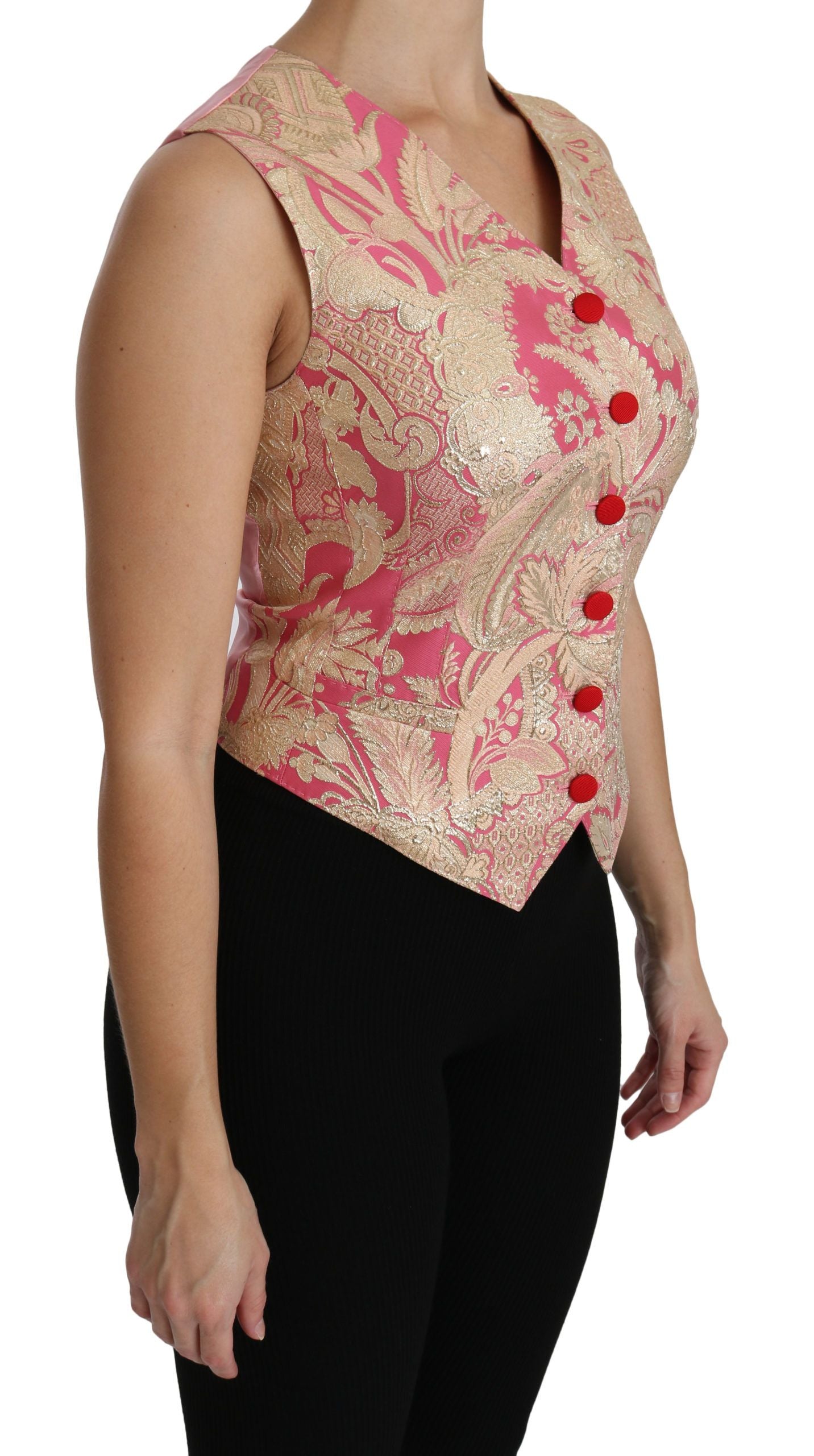 Brocade Jacquard Vest — Pink
