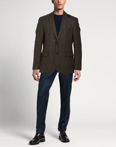 Man Blazer Dark brown Size 44 Virgin Wool, Polyamide, Silk, Polyester, Elastane