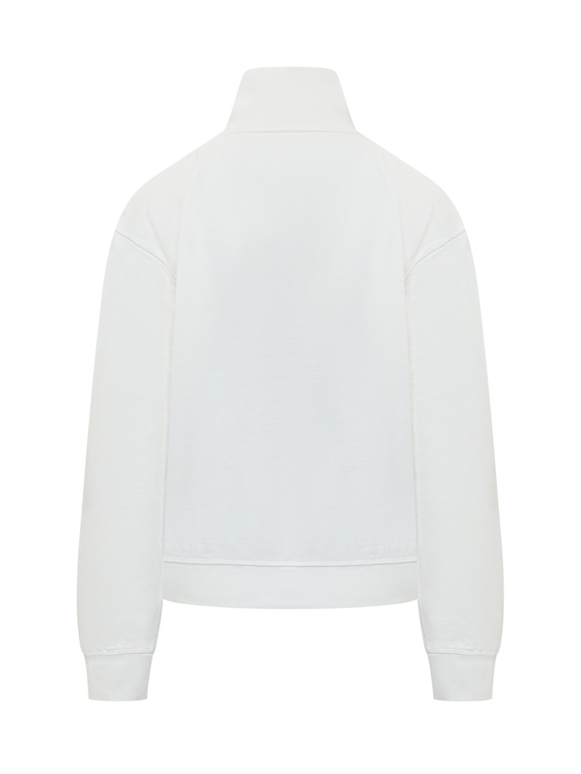 White Logo Mock Collar Sweatshirt