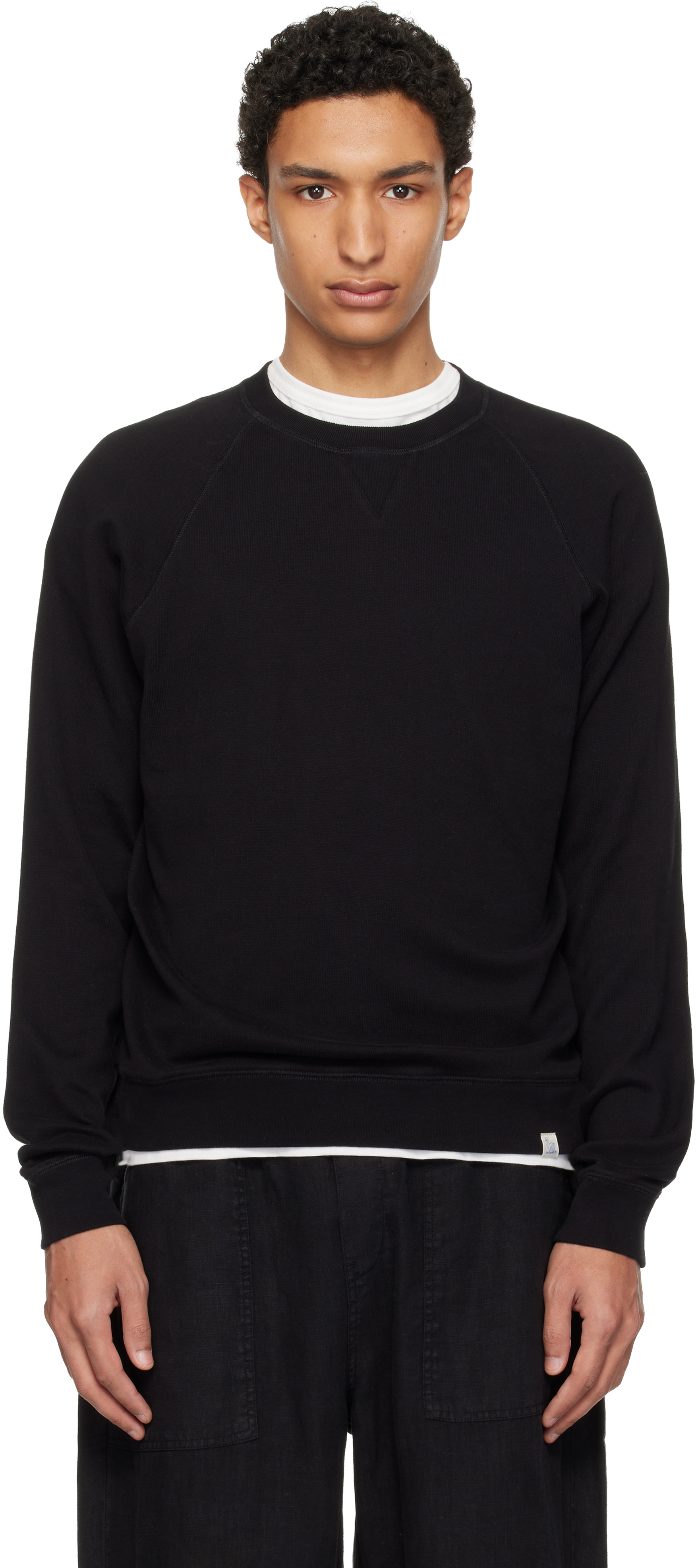 Black Relaxed Lightweight Raglan Sweatshirt