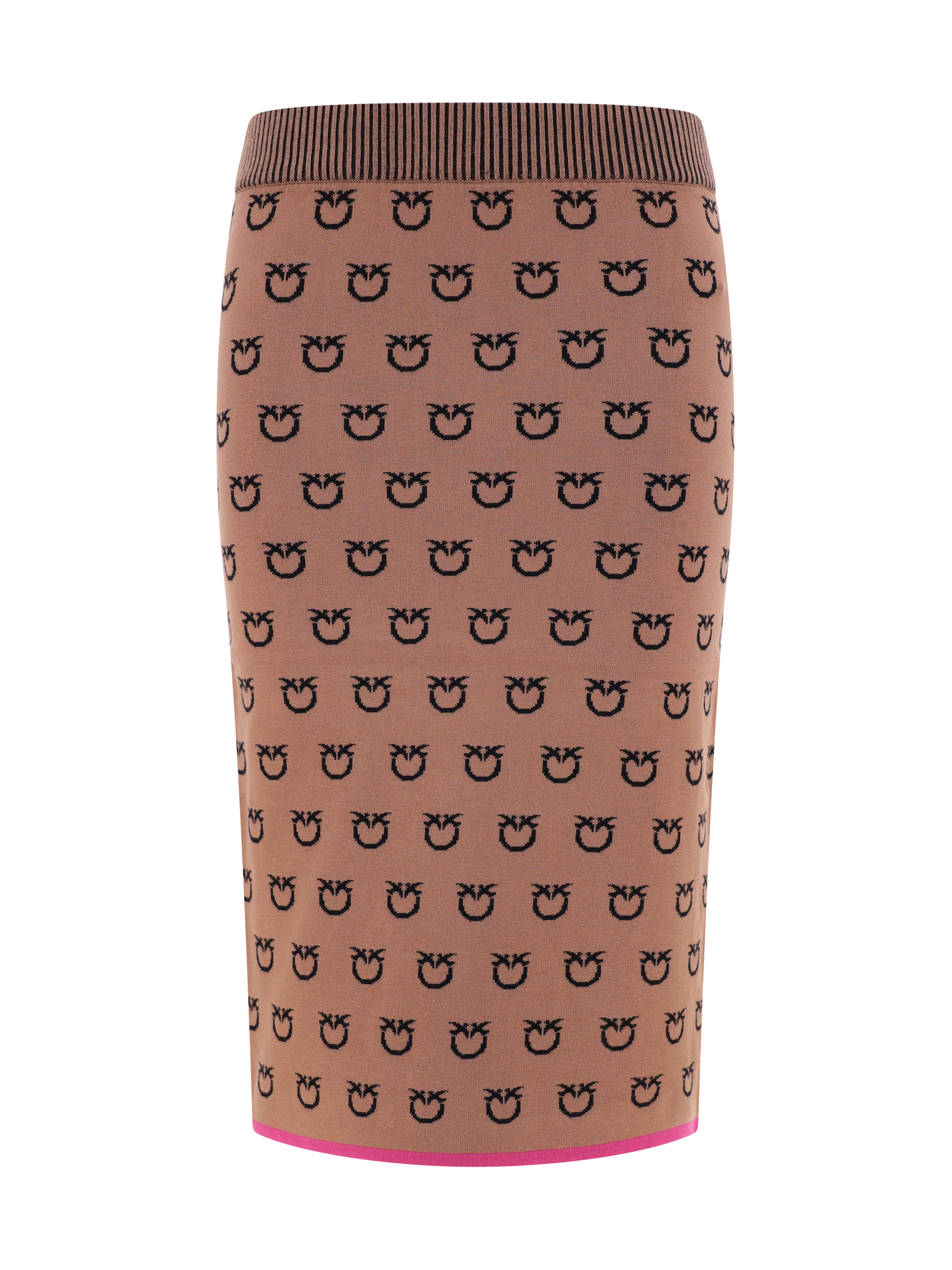 Logo-print knitted fitted skirt - Brown