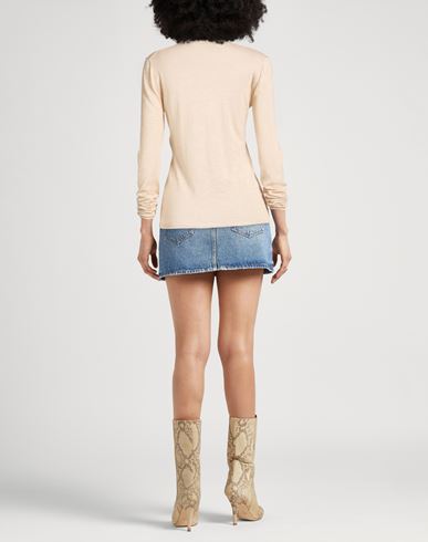 Woman Turtleneck Beige Size 4 Wool, Silk