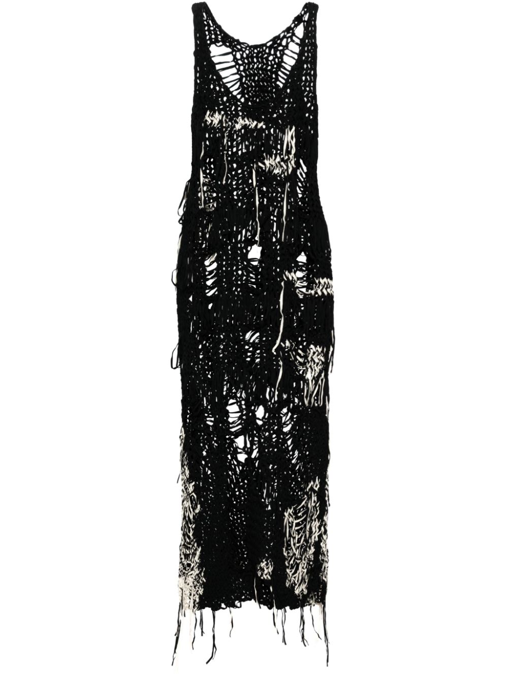 Open-knit cotton dress - Black