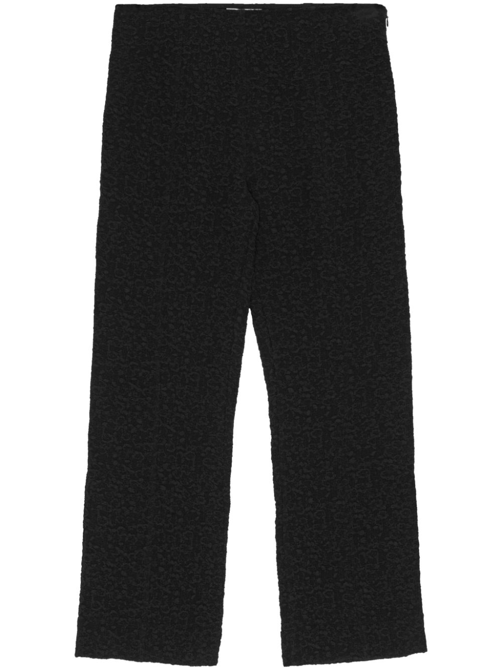 Textured cropped trousers - Black