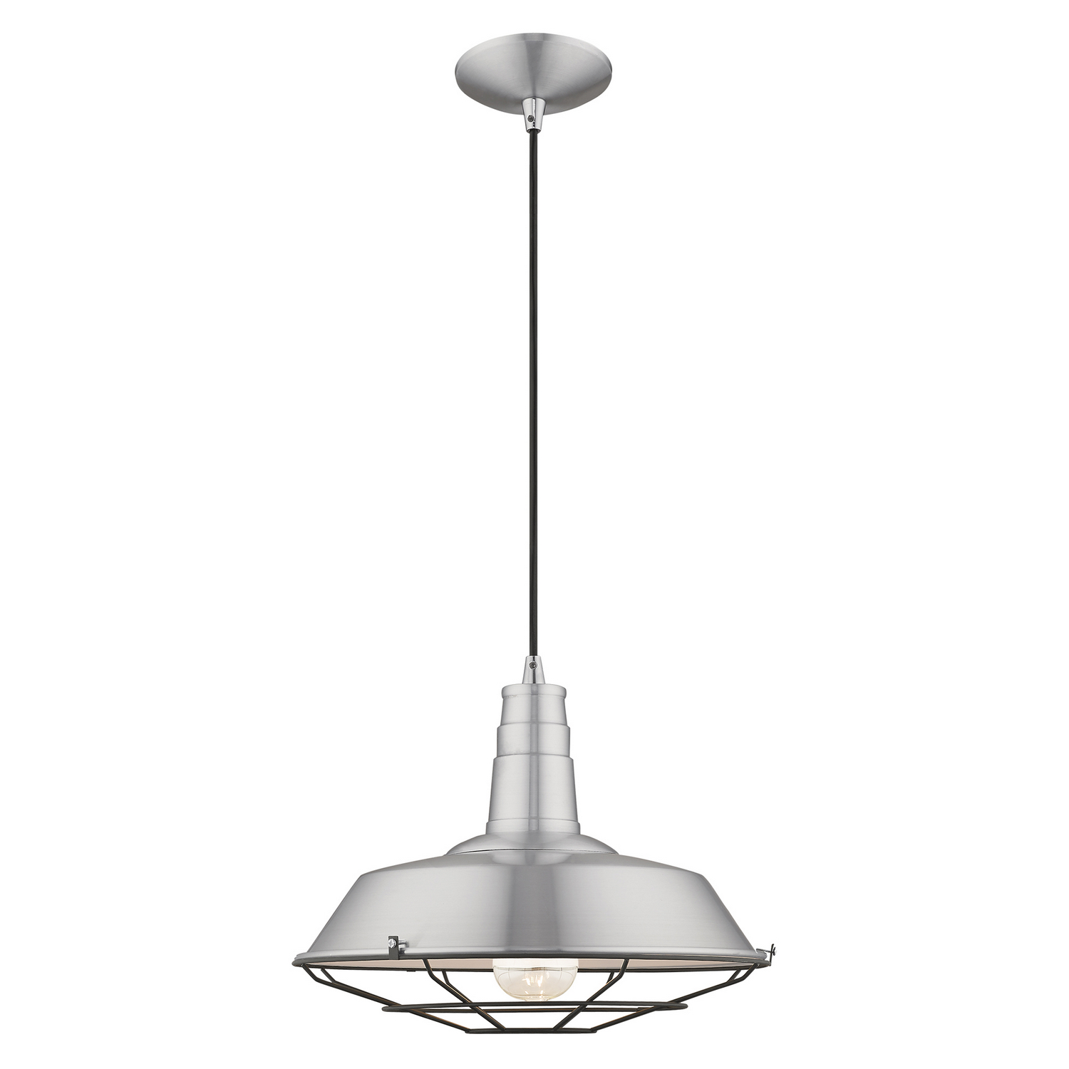 Metal Shade Mini Pendants 1-Light Mini Pendant in Brushed Aluminum w with Polished Chrome