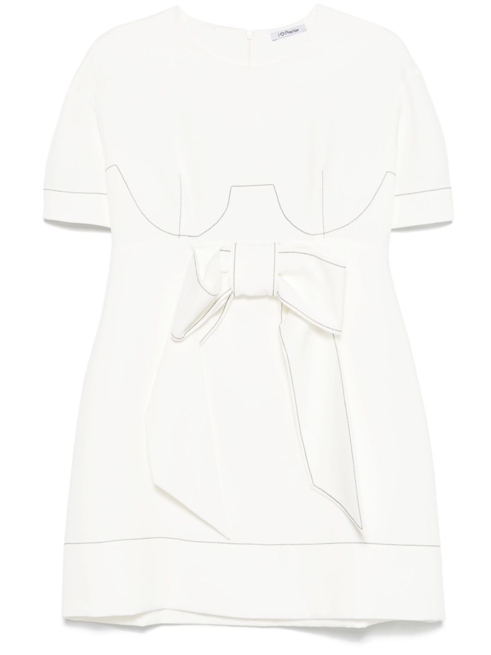 Contrast-stitching mini dress - Neutrals