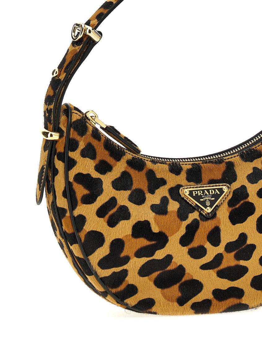 Leopard Print Arque Printed Leather Shoulder Bag