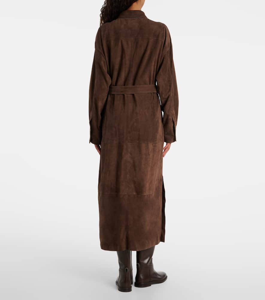 Belted suede coat