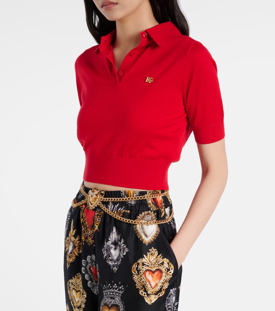 Knitted cashmere and silk polo shirt