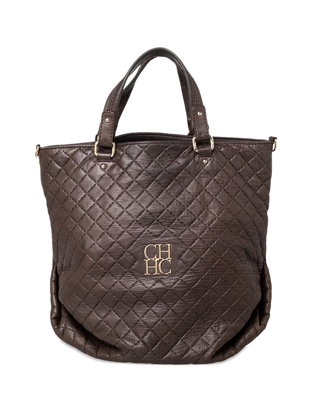 Quilted leather tote bag - Brown
