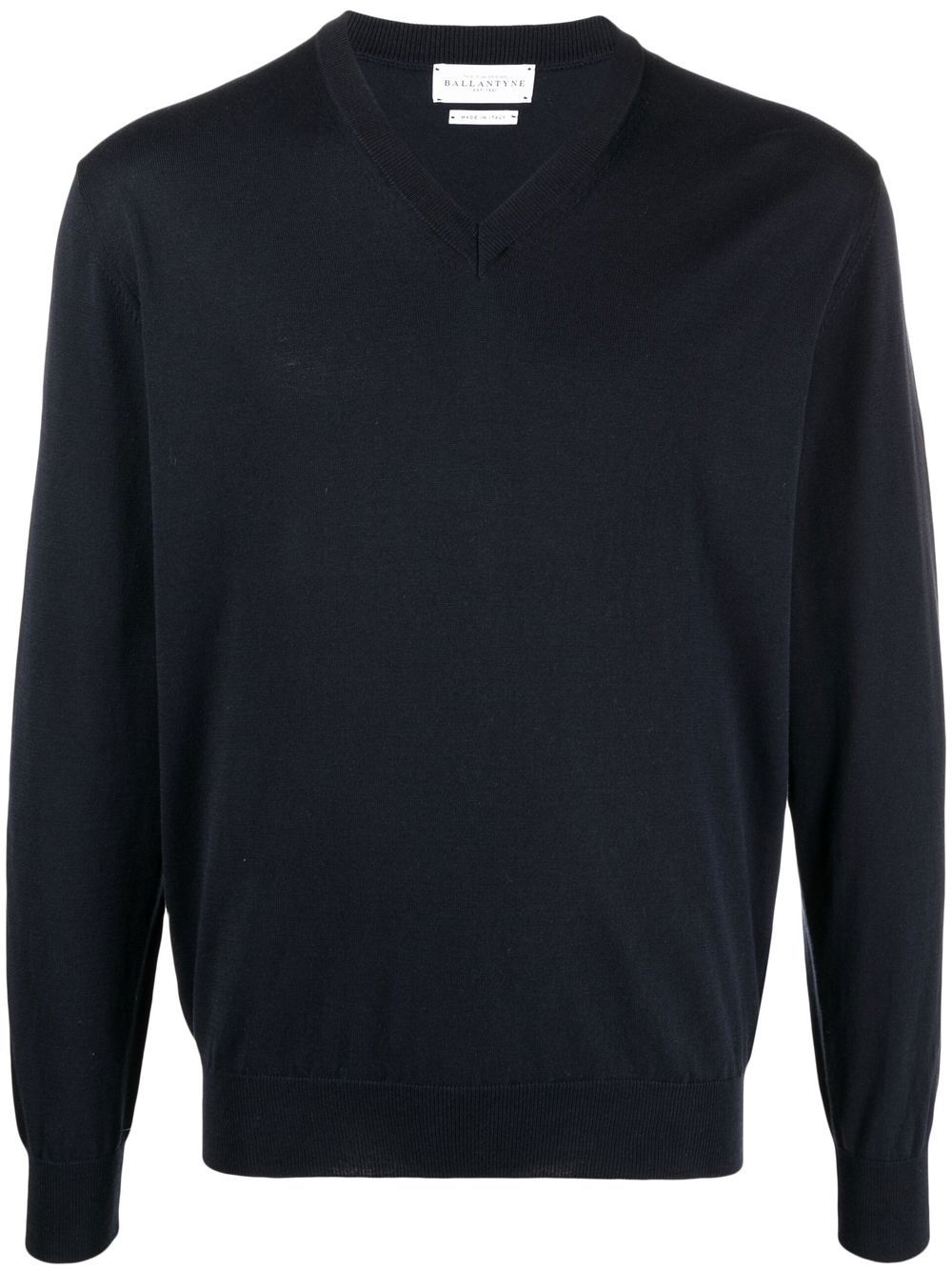 Ballantyne fine-knit V-neck jumper - Blue