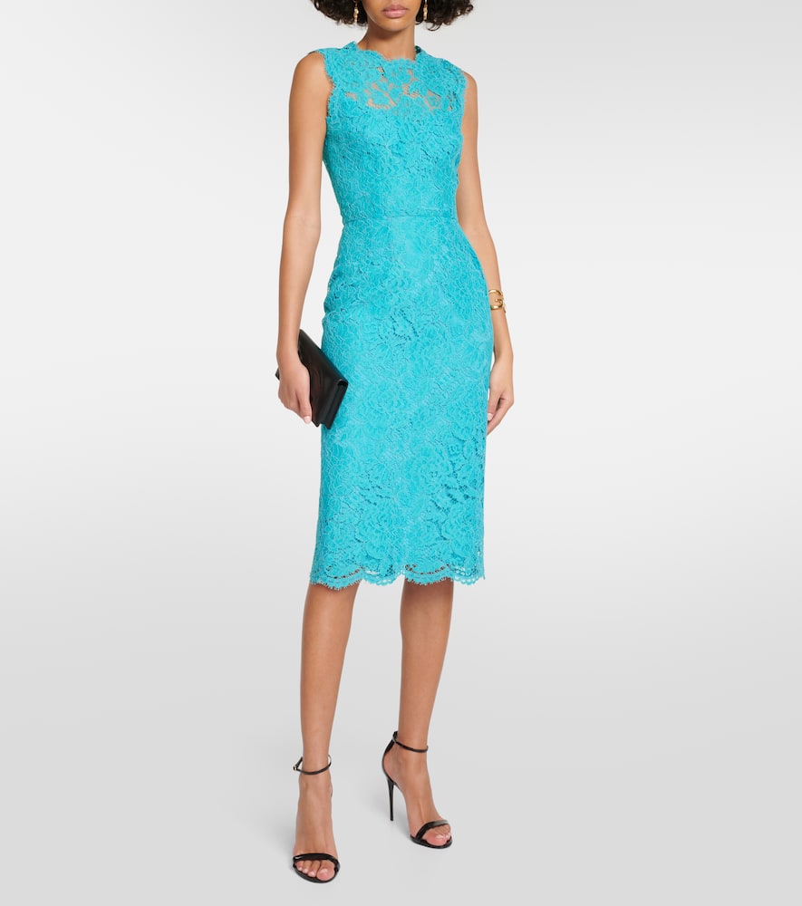 Cotton-blend lace midi dress