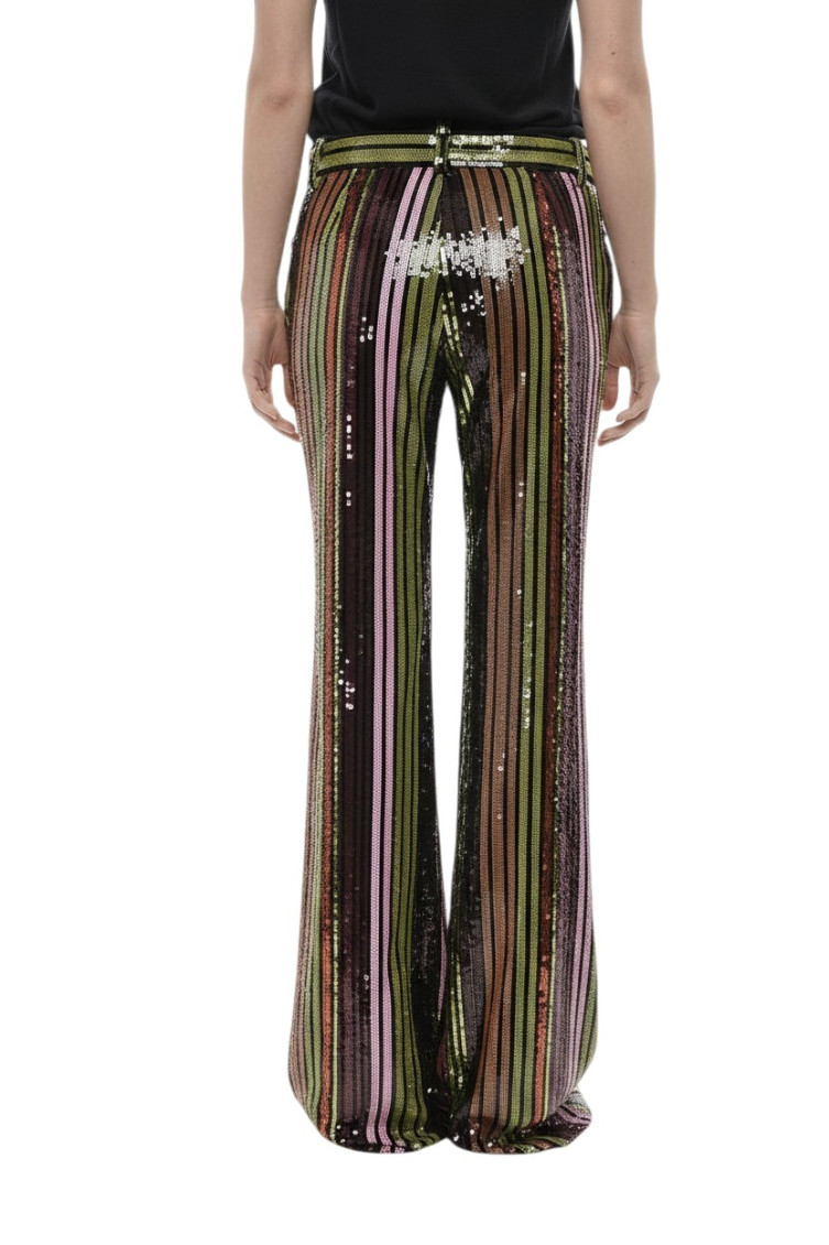 Multi Color Flared Flat Front Pants
