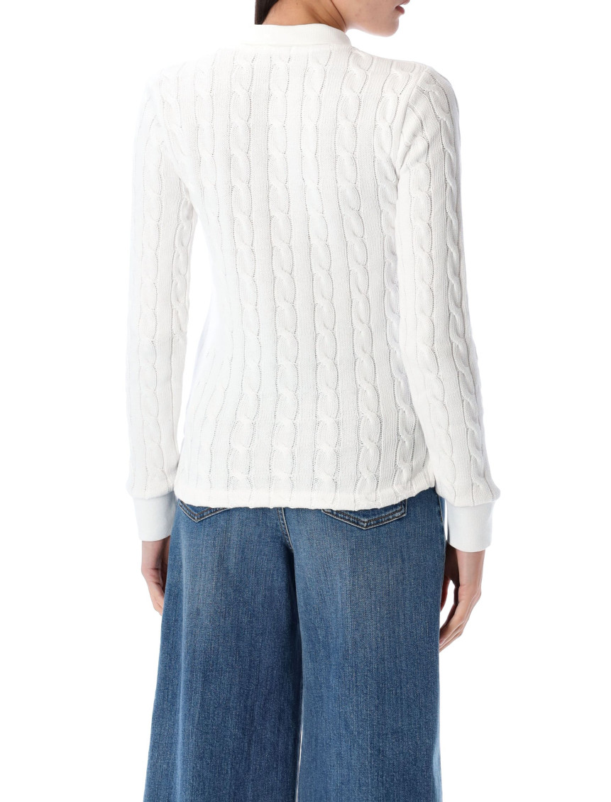 White Polo Collar Logo Sweater