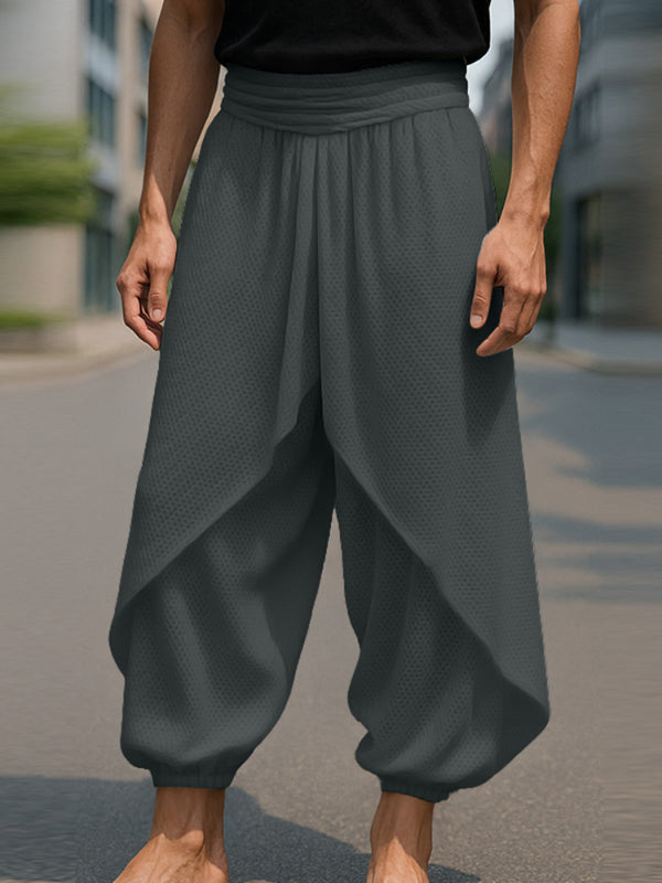 Men's Solid Color Layered Casual Pant SKUL17942 - Gray / S