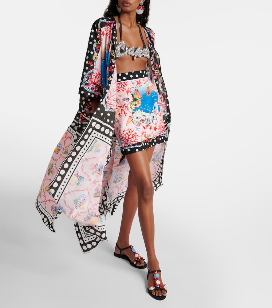 Capri printed cotton miniskirt
