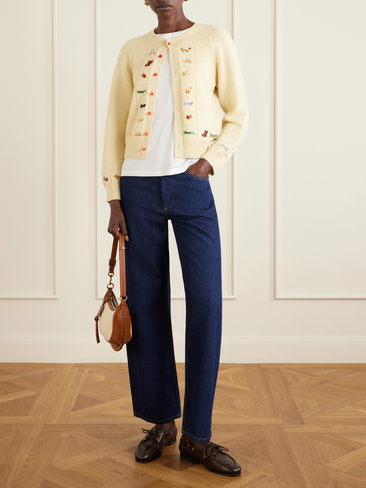 Zoologist Embroidered Merino Wool And Alpaca-blend Cardigan - Yellow