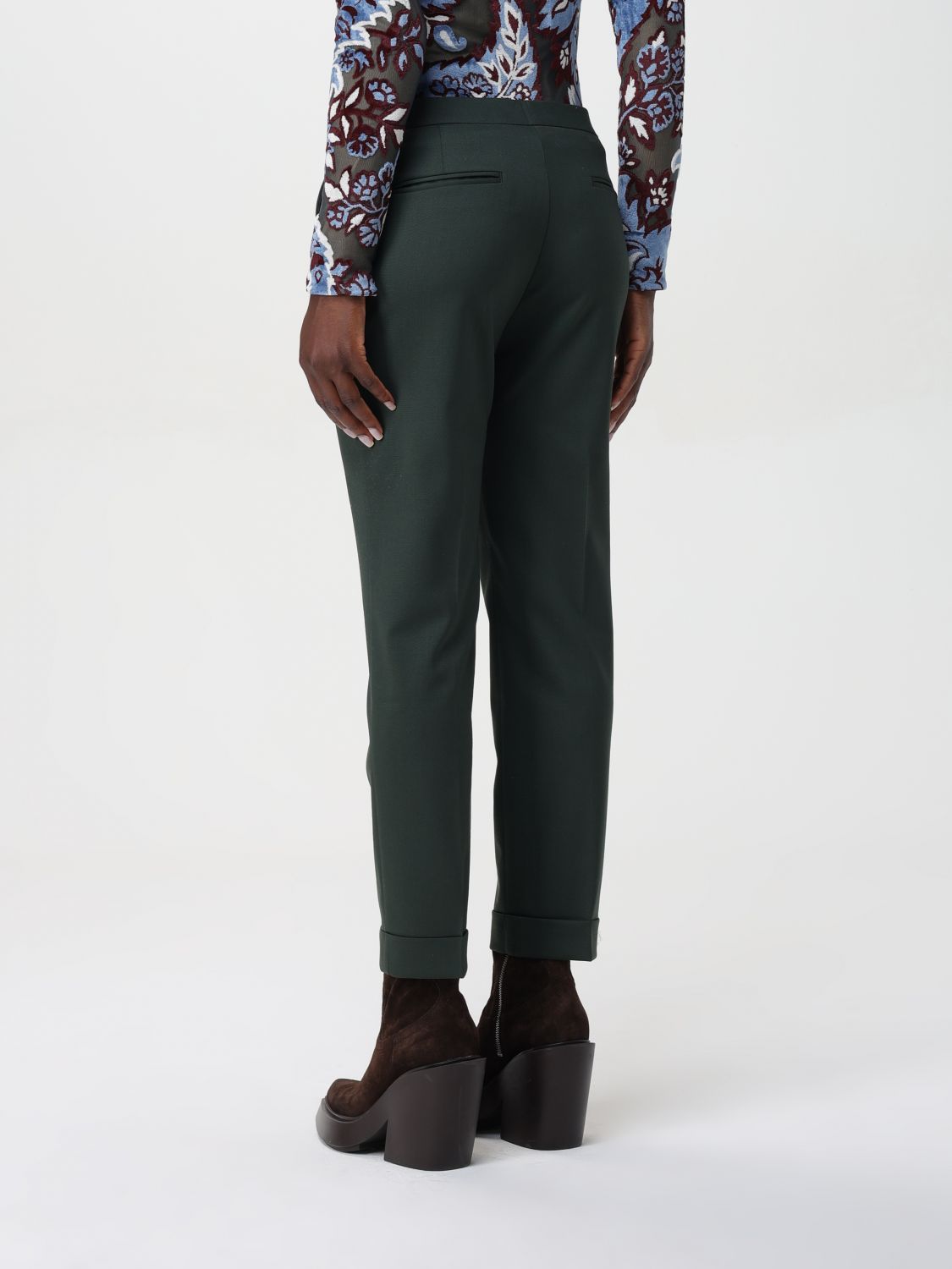 Flat Front Cropped Cuff Pants