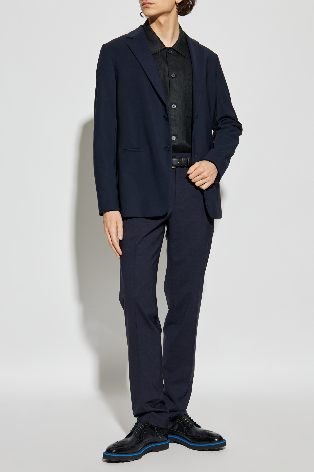 Linen Shirt With Pocket, Men's, Black