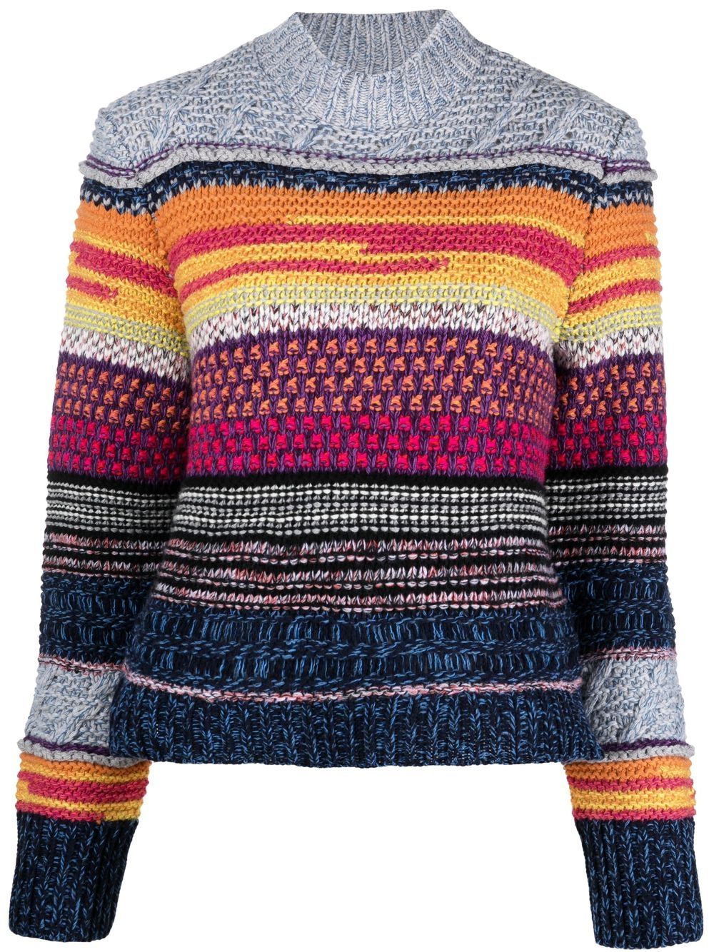 Striped mock neck jumper - Grey