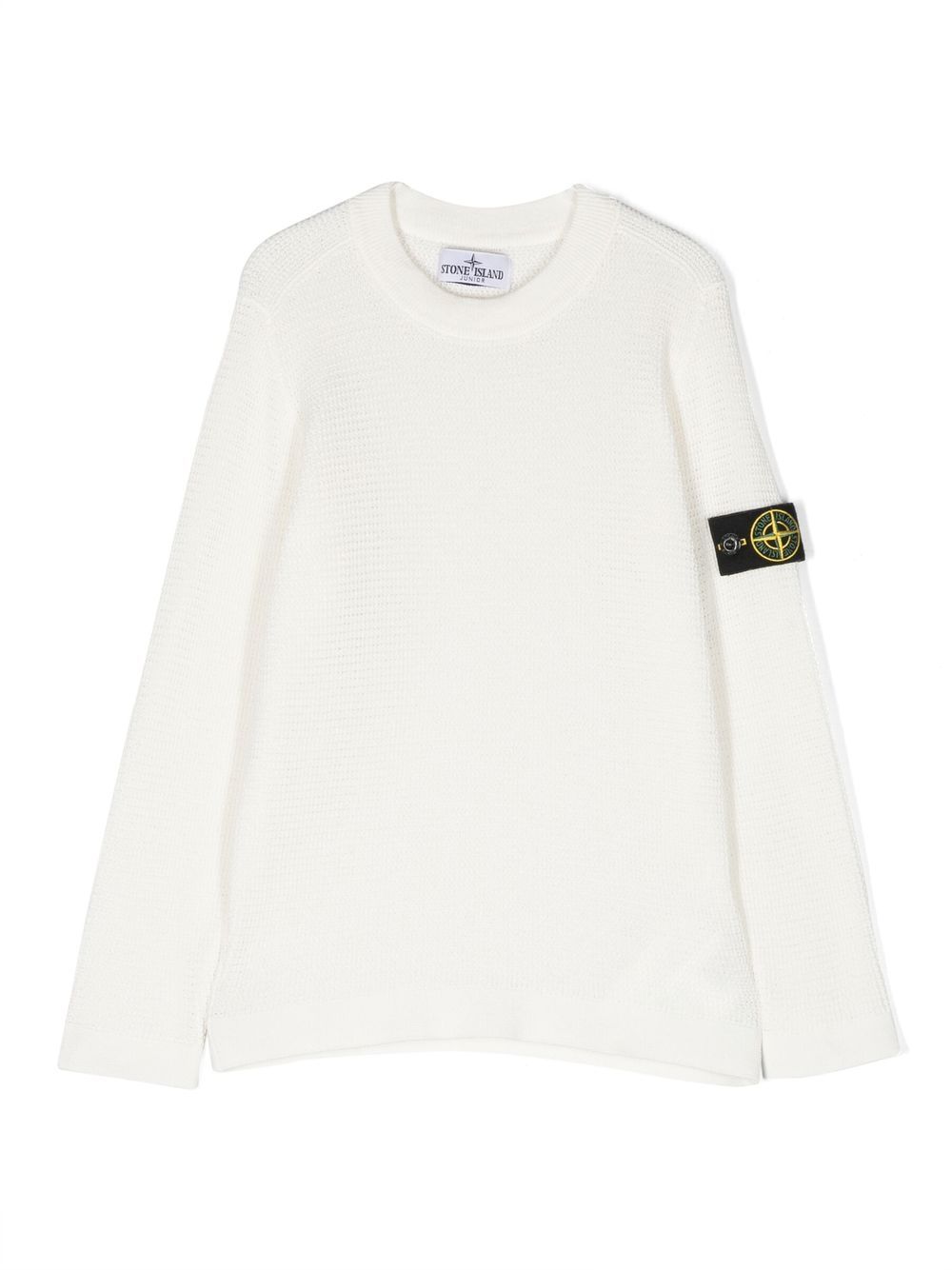 White Sweater For Boy With Logo Patch