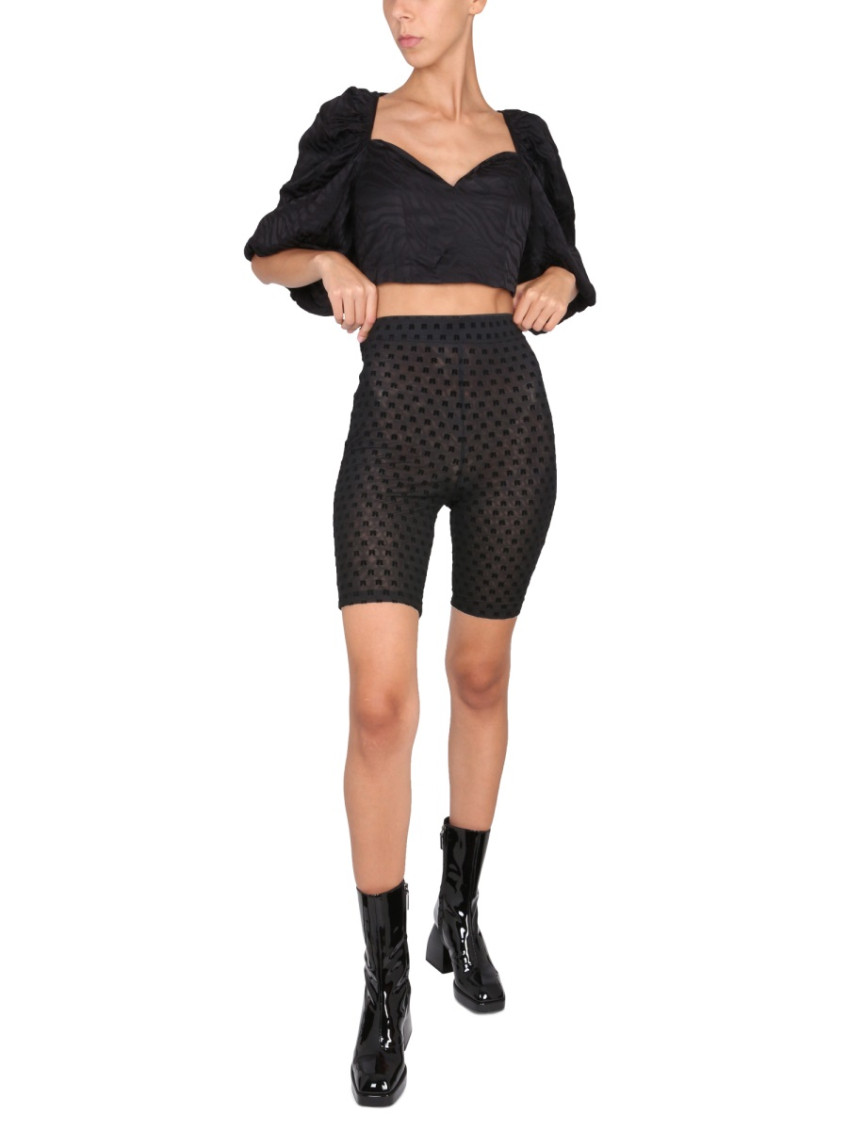 Black Polyester Logo Shorts